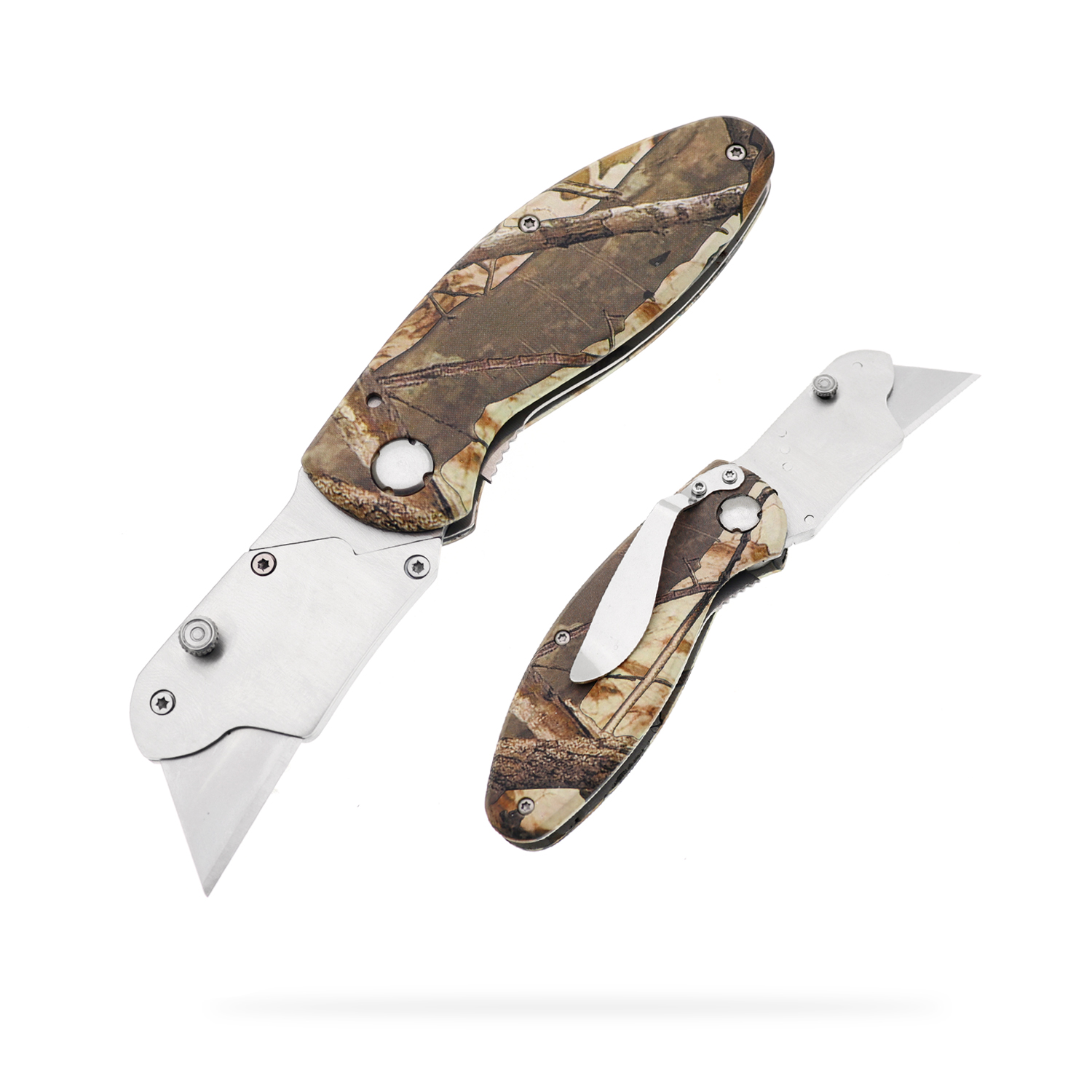 Manufacturers wholesale stainless steel folding utility knife aluminum alloy handle 3D printing pattern outdoor camping portable pocket