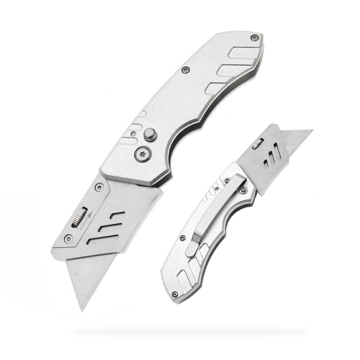 Utility Knife, Yangjiang Jinlangda, Manufacturer, Light Weight Utility Knife Replaceable Blade Box Cutter Aluminum Handle Folding Box Cutter Customized Color LOGO Change Design